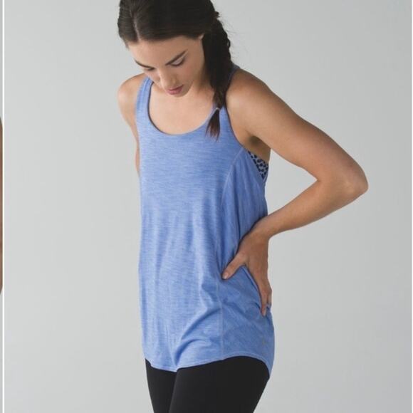 Lululemon Sz 6 Wild Tank with Built-in Bra Heathered Lullaby / Ace Spot Blue - Picture 1 of 16